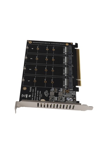 Xiyyadms Ph44 Pcıe X16 Adaptör Kartı - 4 M.2 Nvme Ssd Portu, 4x32gbps Hız, Pcıe 3.0/4.0 Desteği, Led Gösterge, Sabit Pcb Yapısı
