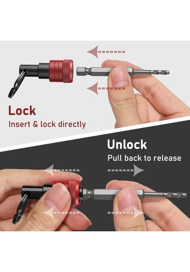 Geeksen Alüminyum Anahtar Zinciri Uzatma Kolu Seti, 1/4 İnç Hex Shank, 500g Taşıma Kapasitesi, 2 Adet, Cep Boyutu, Tornavida Ucu Tutucu