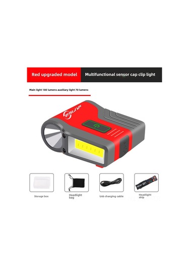 Mufunye Kırmızı Su Geçirmez Led Şapka Feneri, Dış Mekan Balıkçılığı Ve Kamp İçin Cob Sensörlü El-işsiz Aydınlatma Çok Renkli
