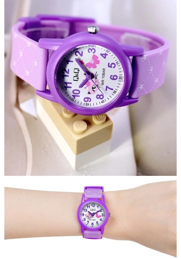 Q&q Qcg9914 Lila Mor Kraliçe Kedi Su Geçirmez Kız Çocuk Kol Saati