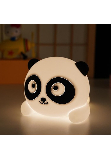 Çocuklar İçin Sevimli Gece Lambası Panda Lamba 7 Renk Değiştiren Silikon Dokunmatik Diğer