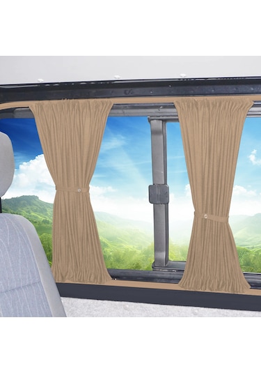 Pandami Opel Vivaro A 2001-2014 Uyumlu Krem Raylı Oto Perde Takımı