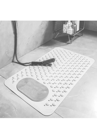 Beyaz Renk Silikon Kaymaz Tabanlı Banyo Paspası Duş Kaydırmazı Va Beyaz