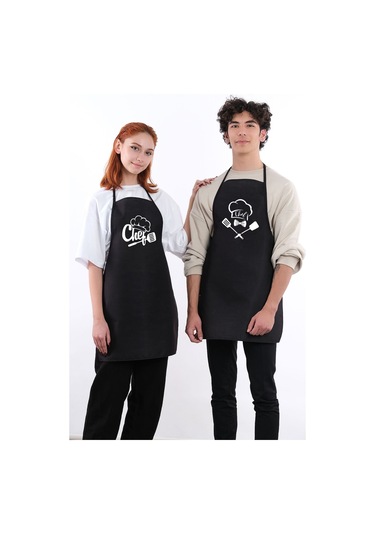 Beautiful İkili Paket Sıvı Geçirmez Su Geçirmez Mutfak Önlüğü Siyah3