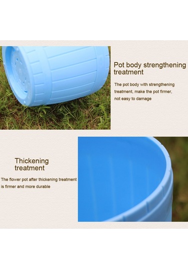 Sones 10 Adet Taklit Ahşap Fıçı Plastik Reçine Saksı Tepsili, Üst Çap: 16cm, Yükseklik: 13.5cm Beyaz