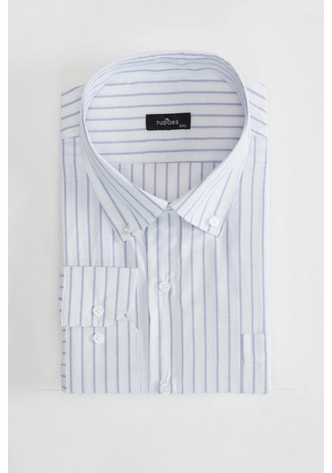 Tudors Battal Boy Büyük Beden Çizgili Erkek Gömlek-31533-çok Renkli Çok Renkli