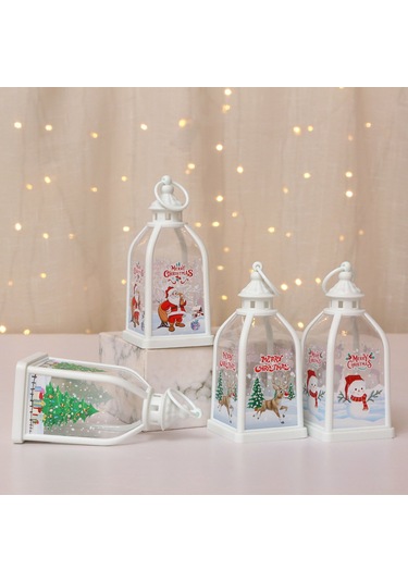 Vkemall Noel İçin Led Kule Şeklinde Işıklı Dekoratif Aydınlatma - Santa Claus Desenli Ev Dekoru Lambası