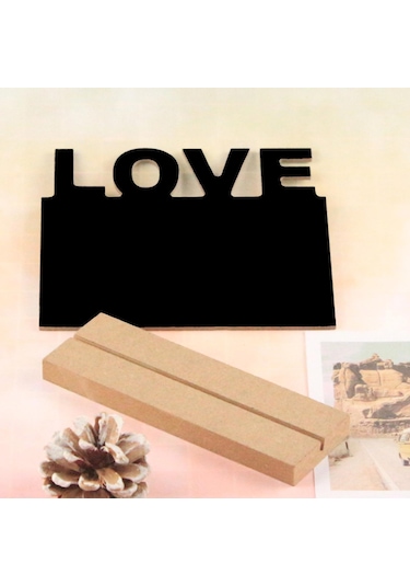 Suntek Ahşap Taban Standlı Mini Kara Tahta İşaret Mesaj Aşk Ahşap