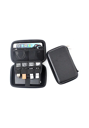 Vkemall Siyah Pu+eva 3c Dijital Aletler Çantası, Seyahat İçin Çok Fonksiyonlu Elektronik Cihaz Saklama Çantası 19 12 4.5cm Siyah