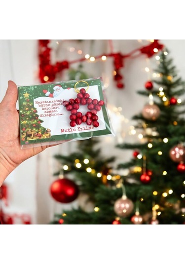 Yılbaşı Hediyesi Kırmızı Anahtarlık Yeni Yıl Hediyesi 10 Adet