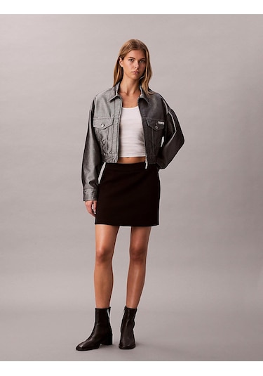 Calvin Klein Kadın Scuba Mini Etek-13926 Siyah