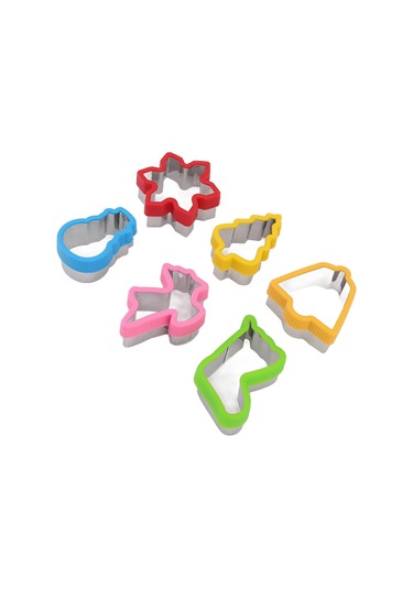 Noel Pişirme Kesici Kolay Çıkarma Paslanmaz Çelik Çok İşlevli Kendin Yap Pişirme Kalıbı Kurabiye Fondantlar İçin 6 Adet Yemaa Çok Renkli