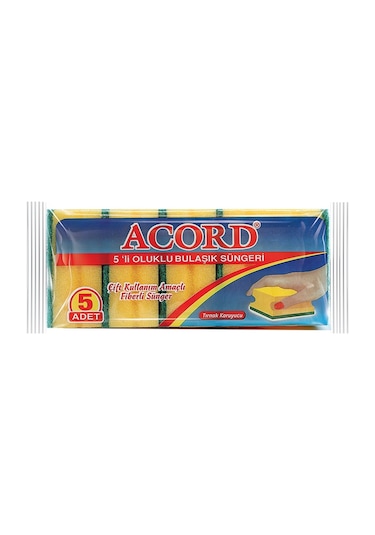 Acord Oluklu Bulaşık Süngeri 4 x 5 Adet