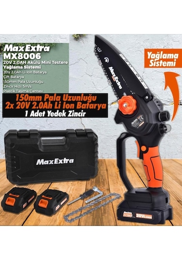 Max Extra MX8006 20V 2.0AH Akülü Dal Kesme Budama Mini Testere