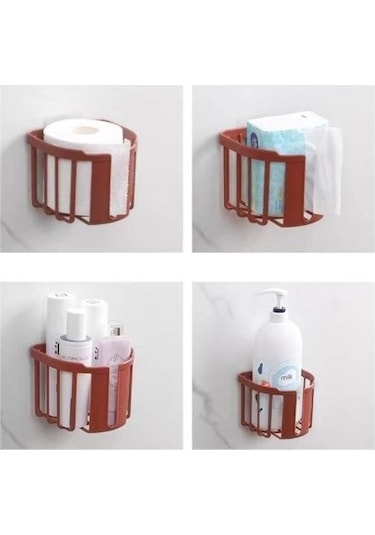 Yapışkanlı Çok Fonksiyonlu Banyo Organizeri Beyaz Beyaz