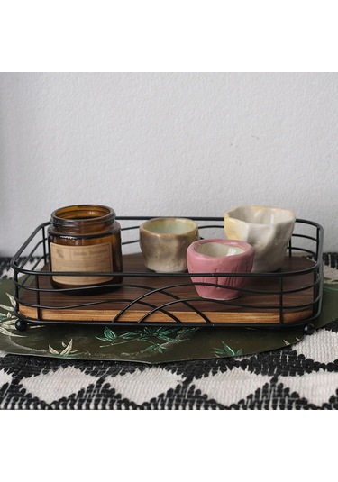 Homyl Kağıt Havlu Tutucu Masaüstü Depolama Rafı Mücevher Kahverengi