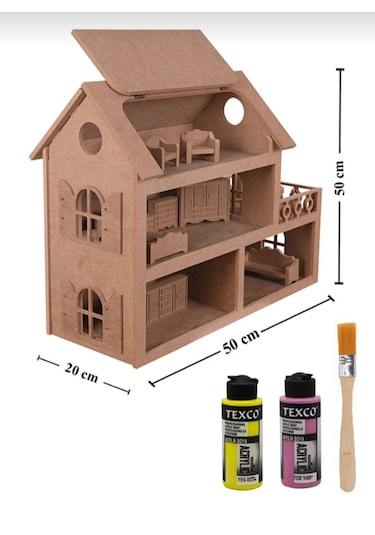 Ahşap Oyuncak Barbie Evi 15 Adet Minyatür Mobilya Takımı Hed...