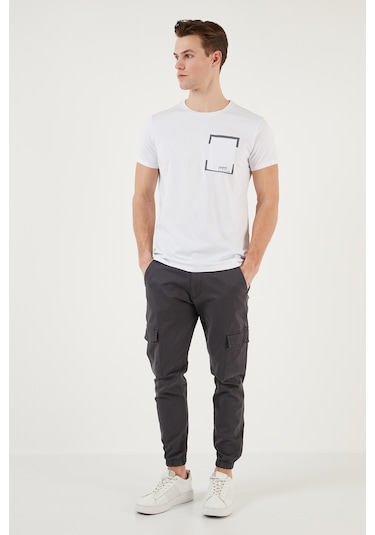 Buratti Bisiklet Yaka Pamuklu Slim Fit Erkek T Shirt 541Rework Beyaz