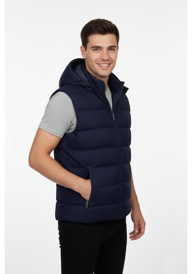 Erkek Spor Kapüşonlu Yelek Regular Kalıp 961-309 Bgl-st04874 Lacivert