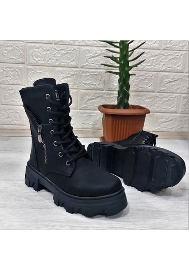 M.p One 3147 Siyah İçi Tüylü Kürklü Fermuarlı Kız Çocuk Bot 001