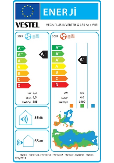 Vestel Vega Plus Inverter G 184 A++ WIFI Klima