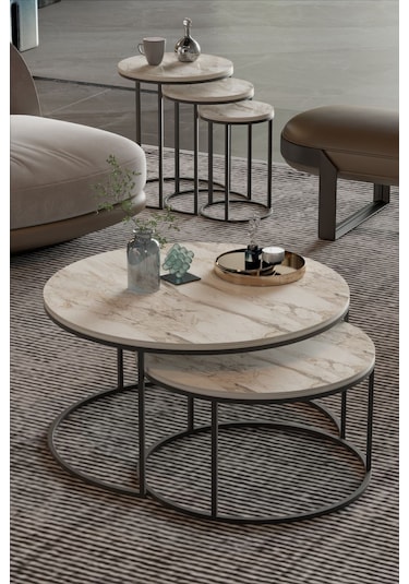 Orta Sehpa Ve Zigon Sehpa Set İkili Lüx C Zigon Efes