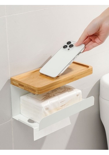 Wondernest Tuvalet Rafı, Monte Linen Kağıt Havluluk, Duvara Çivisiz Kurulum Beyaz Banyo Organizer Beyaz