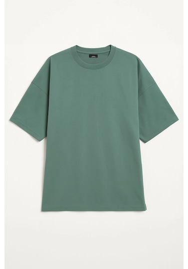 Markapia Kadın Bisiklet Yaka OversizePamuk T-shirt Mint