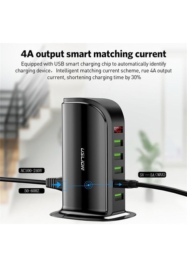 5 Port Usb Şarj Hub Led Ekran Çoklu Usb Şarj İstasyonu Dock Masaüstü Duvar Ev Ab İngiltere Tak Eu