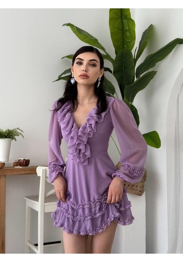 Osıes Fırfırlı Elbise Lila