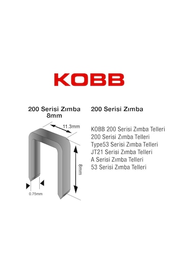 Kobb Kbz208 8mm 2500 Adet 200 Serisi Ağır Hizmet Tipi Zımba Teli