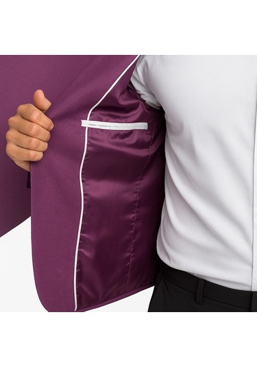 Plus Scorpion Mor Erkek Slim Fit Tek Düğmeli Blazer Ceket Astarli, Şık Ve Modern Kesim Mor