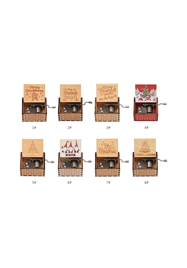 Monyee Ahşap Elle Çevirilebilir 18 Tonlu "we Wish You A Merry Christmas" Melodi Kutusu, 8 Desen Seçeneğiyle Vintage Müzik Kutusu