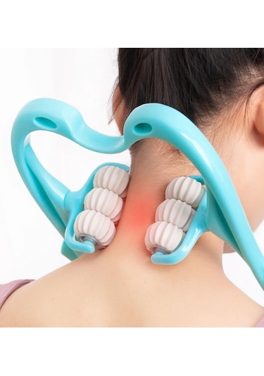 Çok Fonksiyonlu Manuel Altı Tekerlekli Boyun Masaj Aleti Mavi