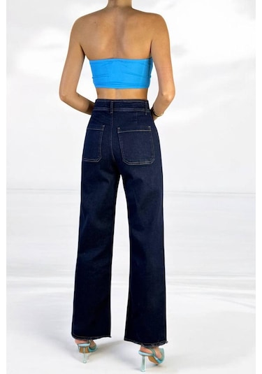 Lacarino 7865 Wıde Leg Crop Kadınjean Pantolon Rınse