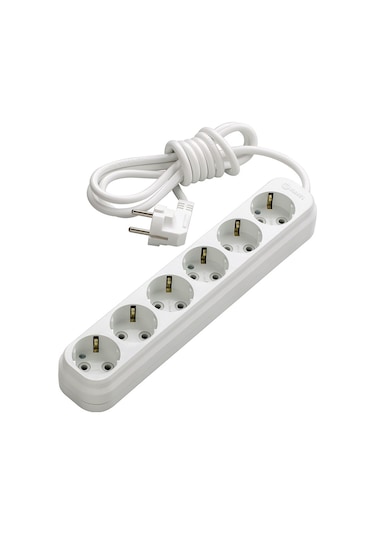 Makel Eko MGP384 6'lı Topraklı Grup Priz 5 Metre Beyaz