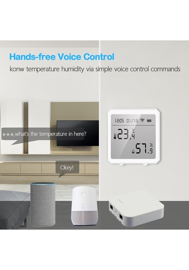Qingmipy Tuya Wifi 2.4g Dijital Nem Ve Sicaklık Sensörü -10 C 55 C 0% 100%rh Ölçüm, Mini Abs Beyaz, Pil İçermez
