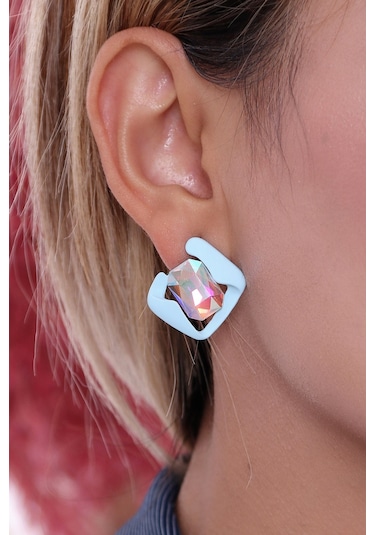 Bhs Life 925 Ayar Gümüş Kristal Taşlı Küpe Krem