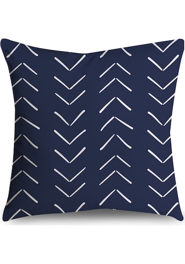 Kuzey Avrupa Geometrik Keten Yastık 50 50cm-17 Ekru