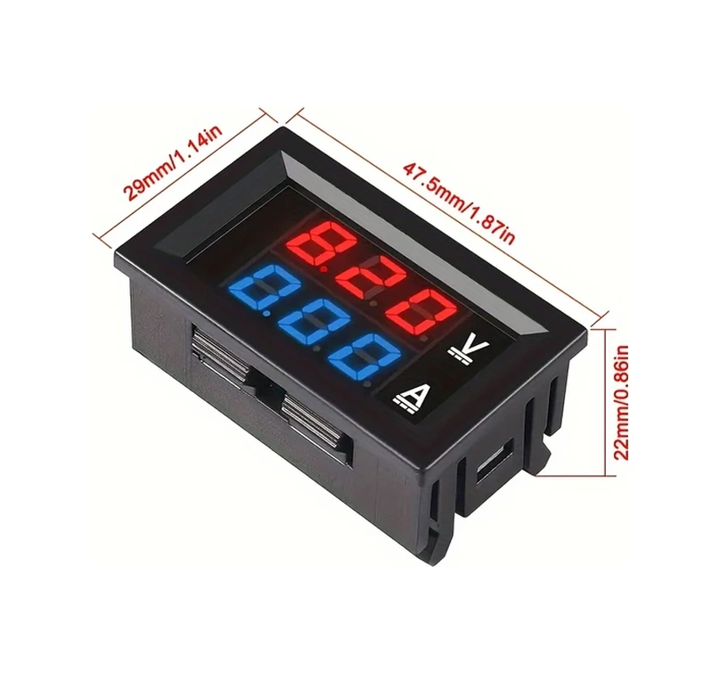 Meridiangoods Kırmızı 0.28" Dijital Led Voltmetre Ampermetre Dc 0-100v 10a Panel Ölçer