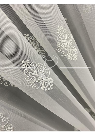 Tül Perde Taç Marka Fesli Desen Etek Bohreli Serpme Desenli Tül-2 Çok Renkli