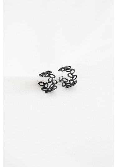 Kadın 2'li Çelik Kıkırdak Küpe - Siyah