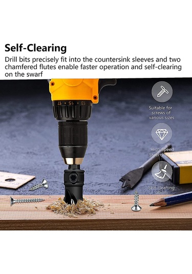 Parça 3/8-inç 82 Pahlı Matkap Ucu, Lavabo Deliği Delme Alet Takımı