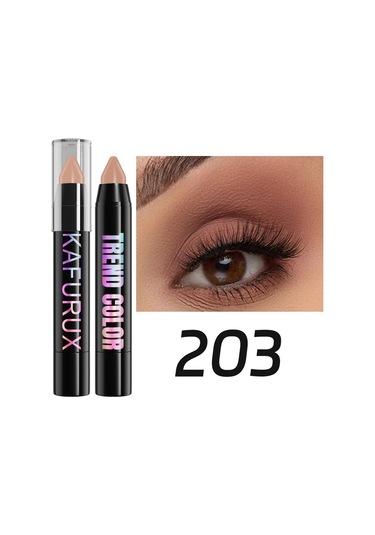 24 Renk Sedefli Glitter Göz Farı Eyeliner Kalem Su Geçirmez Mat Çıplak Göz Farı 203 Dark Topaz