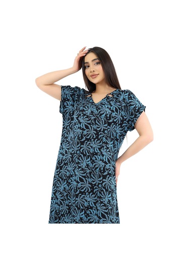 Schık Kadın Viskon Yarım Kol V Yaka Halkalı Cepli Elbise Petrol Mavisi Petrol Mavi