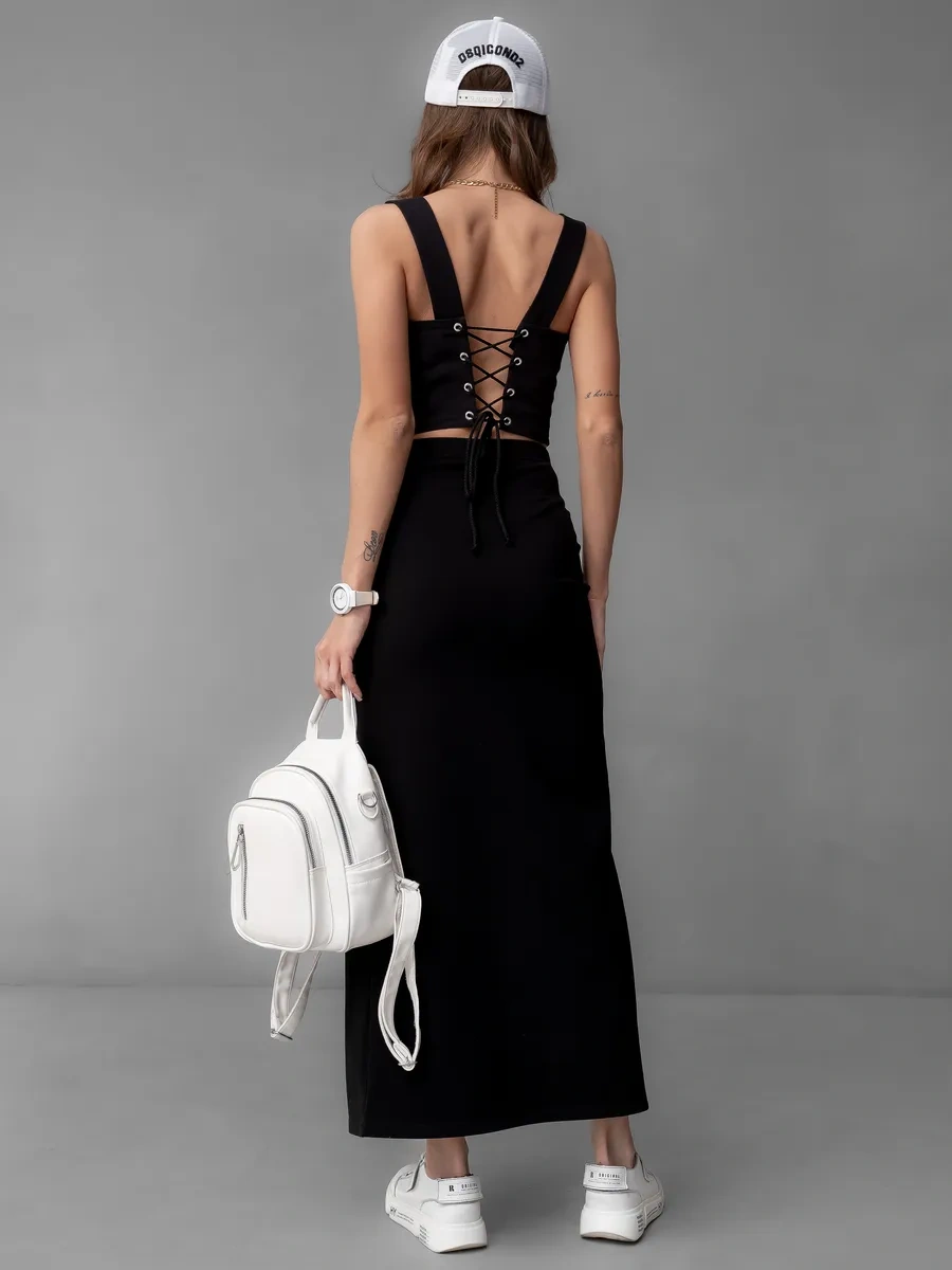 Floy Uzun Yırtmaçlı Maksi Etek 188578596 Siyah