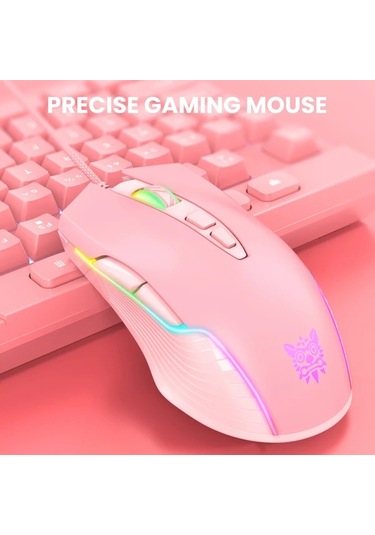 Besthome1 Onıkuma Cw905 Pembe Usb Optik Oyun Mouse Mekanik Oyuncu Bilgisayar Laptop İçin Besthome1