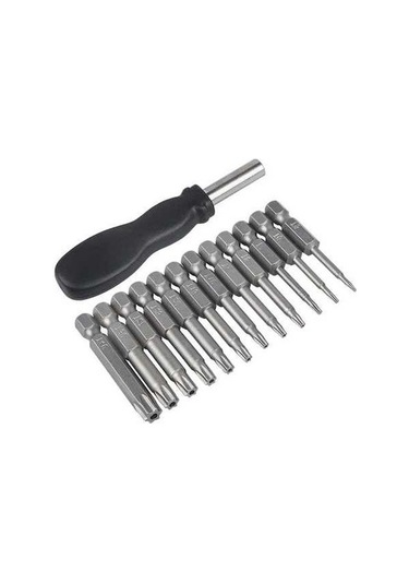 Dancemonkey 12 Paket Torx Başlı Tornavida Ucu Seti 1/4 Inç T5-t40, 1 Paket Saplı