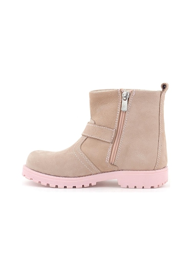 Rakerplus Chiron Hakiki Deri Pembe Fermuarlı Taşlı Kız Çocuk Bot Pembe