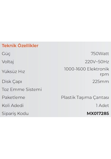 Max Extra MX7285 Toz Emişli Led Işıklı Alçıpan Zımparalama Makinesi 750 W